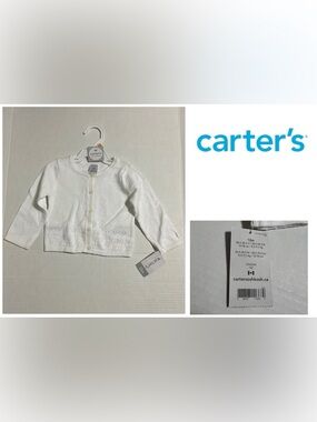 🆕CARTER’S - 12M - NWT - INFANT GIRLS WHITE KNIT LATTICE CARDIGAN SWEATER